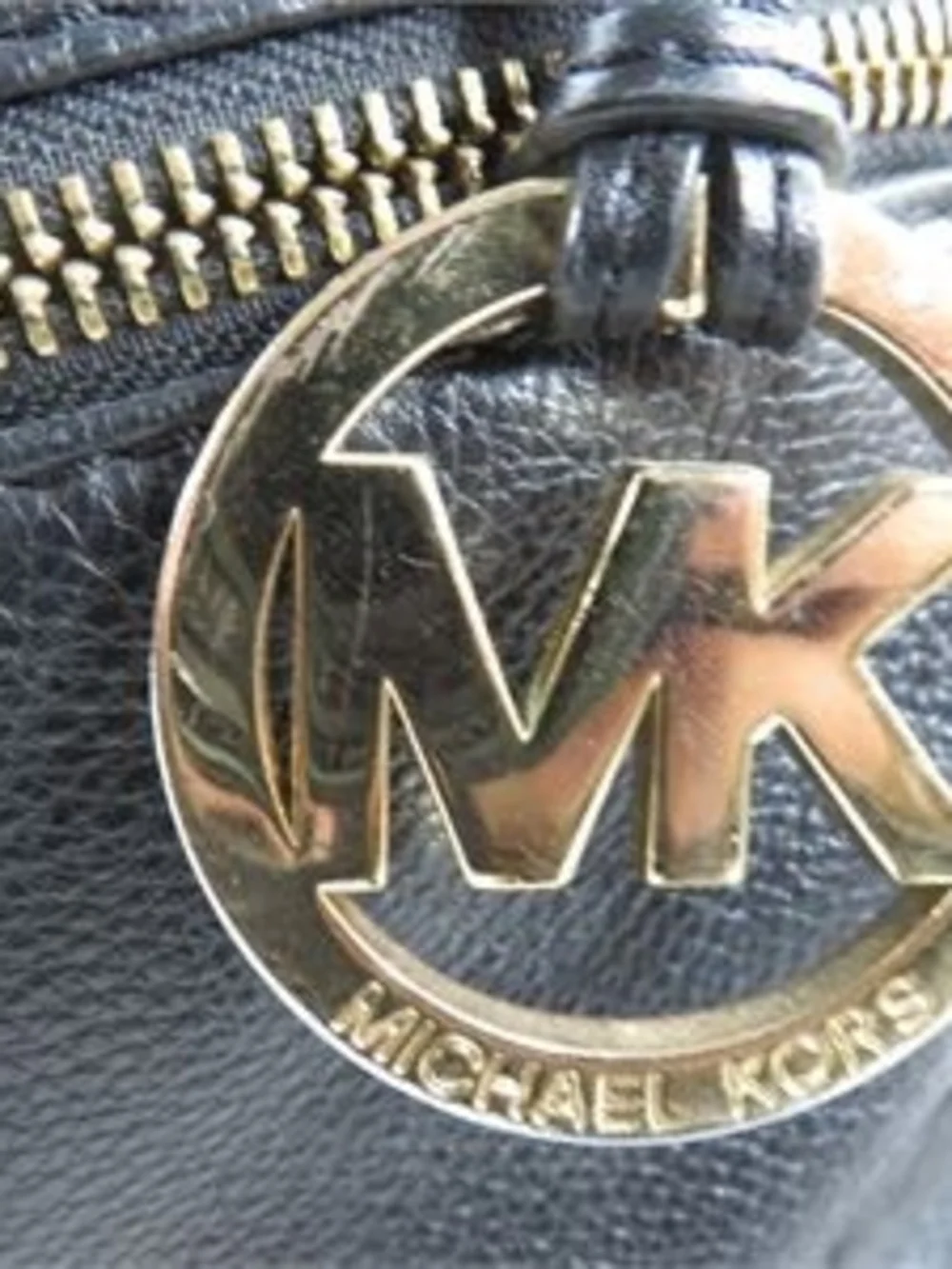 Michael Kors Black Leather Shoulder Bag with Gold Hardware